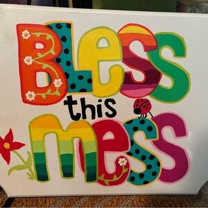 Colorful 'Bless This Mess' Wall Art